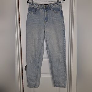 PrettyLittleThing Sky Blue Acid Wash High Waist Mom Jeans UK 10 EU 38 US 6*